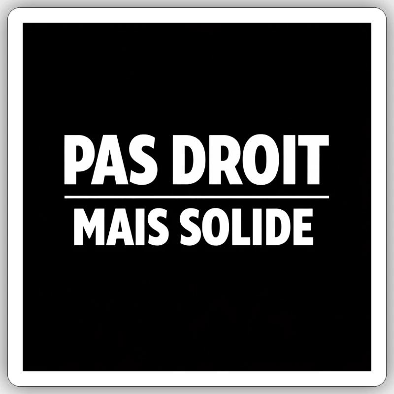 Pas Droit Mais Solide - Sticker taille S (10 x 10 cm) - blanc mat