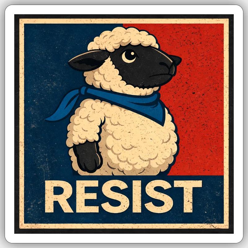 Affiche Resistance Lamb - Sticker taille S (10 x 10 cm) - blanc mat