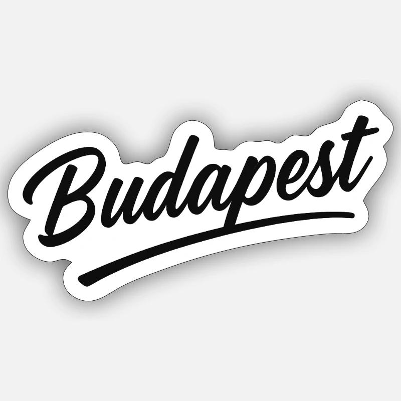 Budapest Script Lettering Travel Souvenir - Sticker size S (10 x 10 cm) - white matte