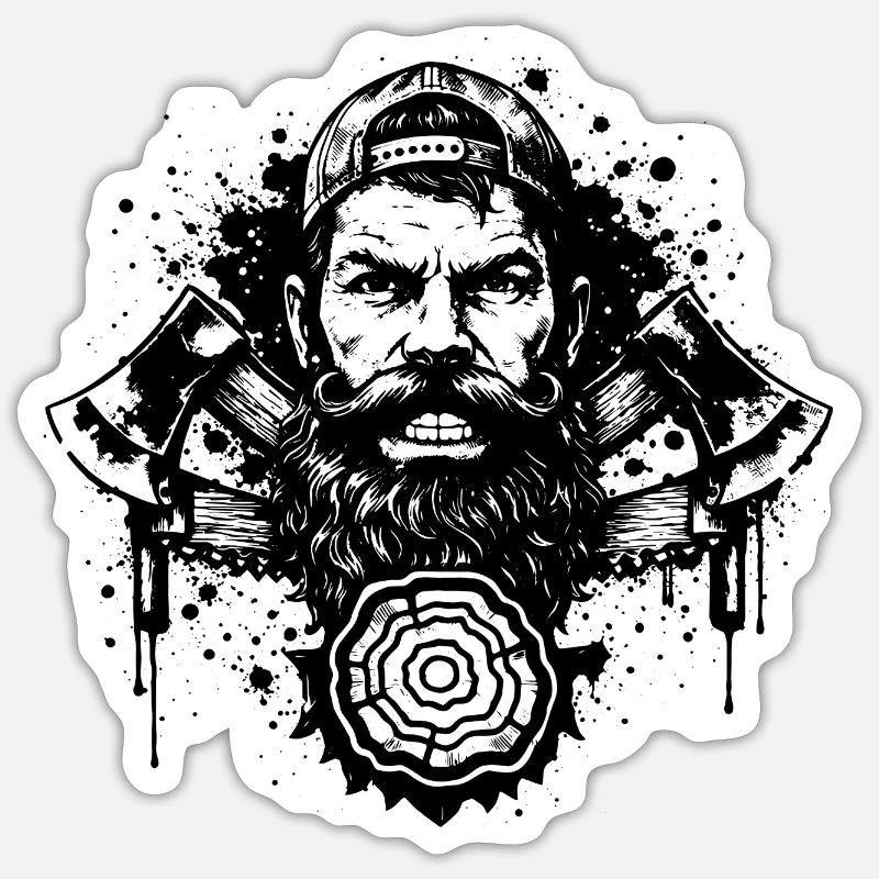 Lumberjack Stencil with Double Axe Sticker size S (10 x 10 cm)