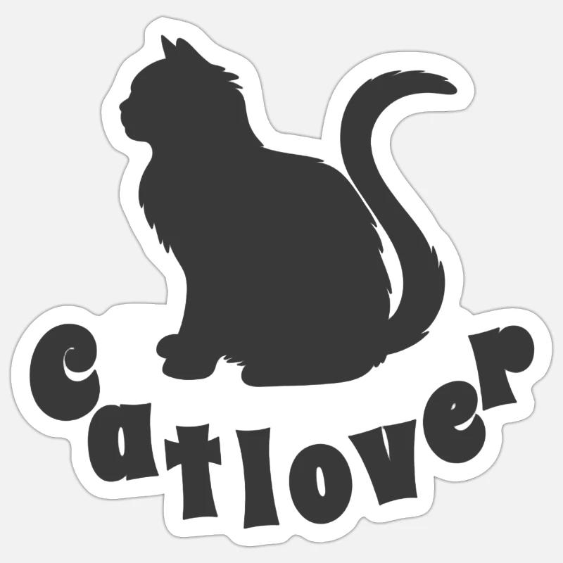 katze sitzend - Sticker Größe S (10 x 10 cm) - Mattweiß