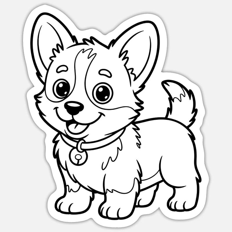 Dessin de lignes Small Chow Pup - Sticker taille S (10 x 10 cm) - blanc mat