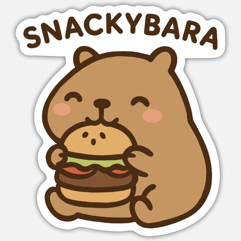 Snackybara - Capybara avec burger - Sticker taille S (10 x 10 cm) - blanc mat