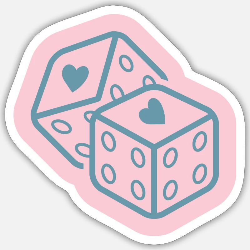 Heart Dice Design - Sticker size S (10 x 10 cm) - white matte