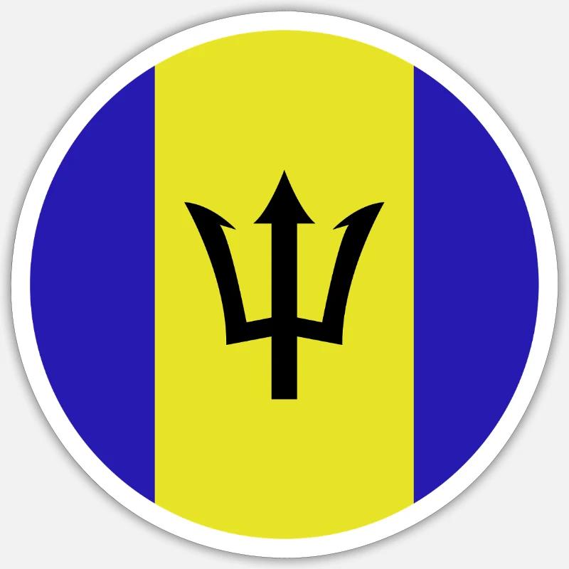 Drapeau rond de la Barbade - Sticker taille S (10 x 10 cm) - blanc mat