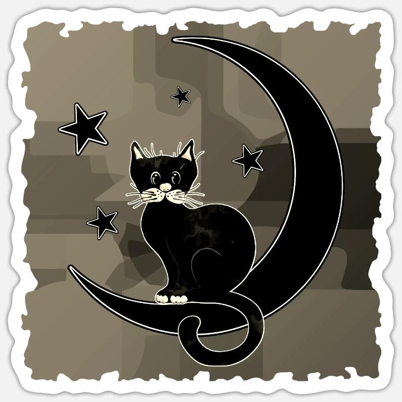 chat - Sticker taille S (10 x 10 cm) - blanc mat