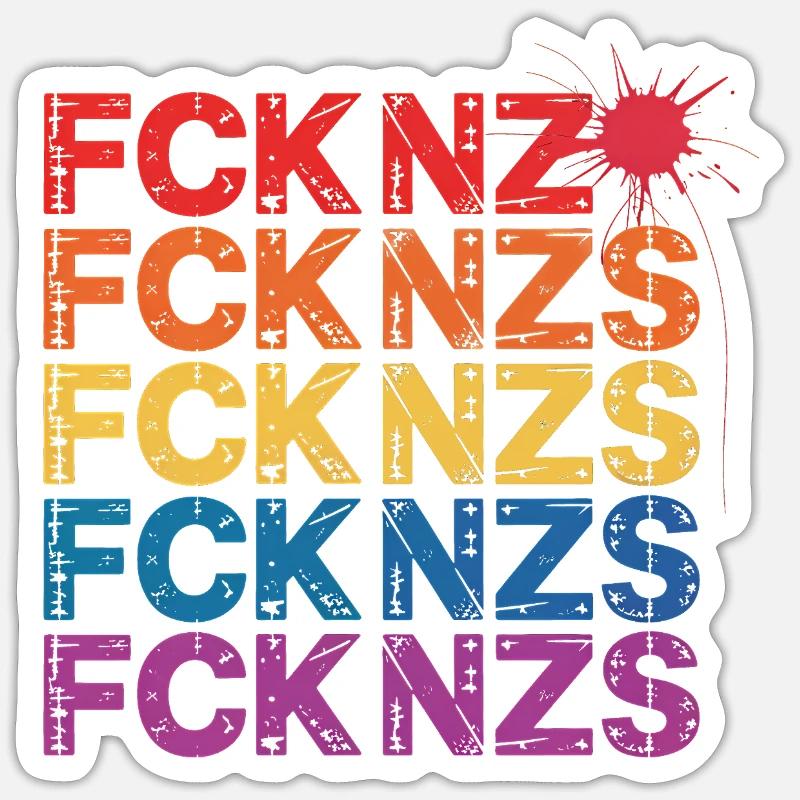FCK NZS - Antifa Tee - Sticker Größe S (10 x 10 cm) - Mattweiß