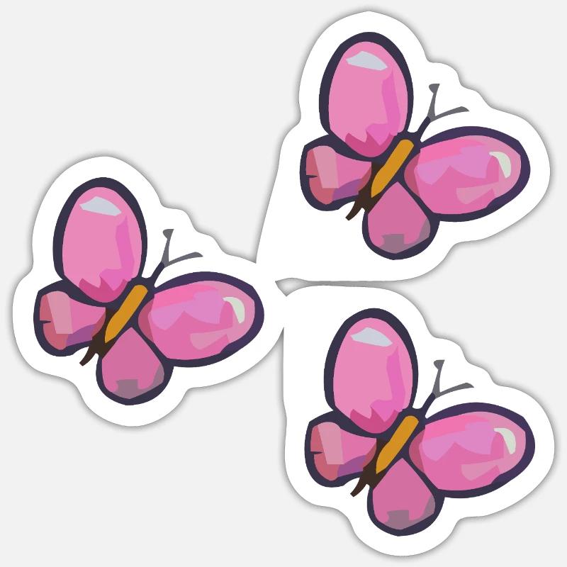 PinkButterfly Pattern - Sticker size S (10 x 10 cm) - white matte
