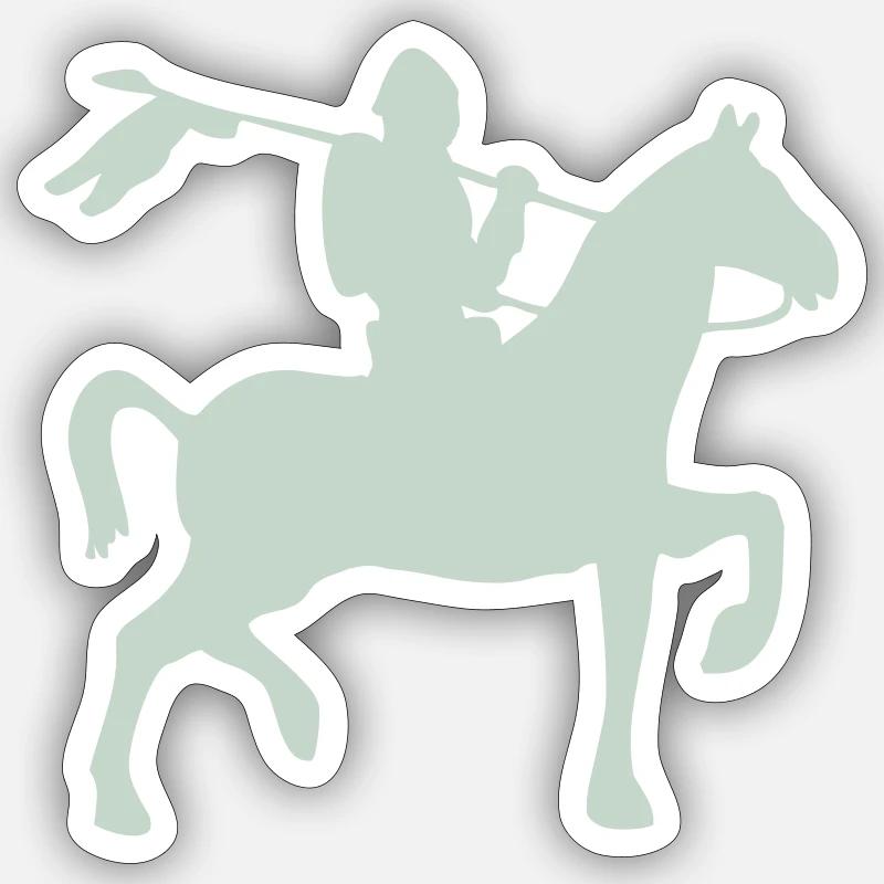 Ritter Krieger auf ein Pferd - Sticker Größe S (10 x 10 cm) - Mattweiß