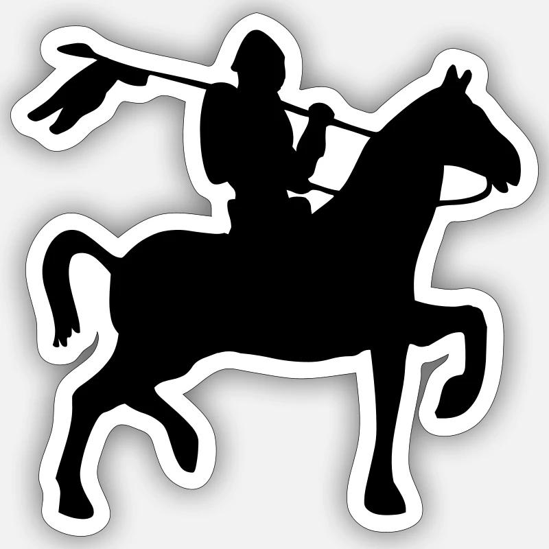 Silhouette du chevalier - Sticker taille S (10 x 10 cm) - blanc mat