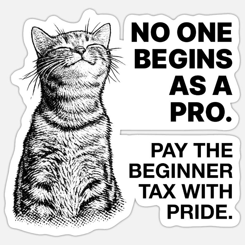 Beginner Mindset – Learning Cat Halftone - Sticker size S (10 x 10 cm) - white matte