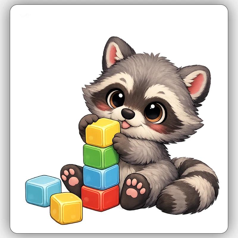 Bébé Oskar avec des blocs de construction Sticker taille S (10 x 10 cm)