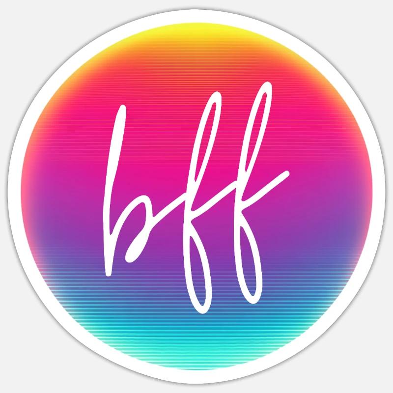 BFF! Neon circle customizable - Sticker size S (10 x 10 cm) - white matte