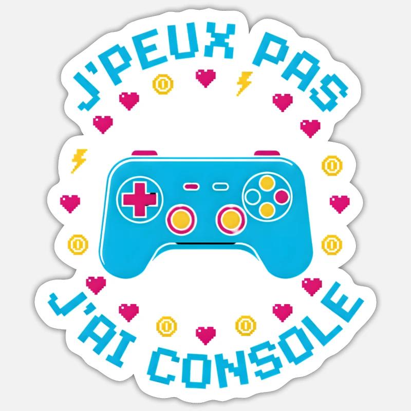 J'peux pas j'ai console - Sticker taille S (10 x 10 cm) - blanc mat