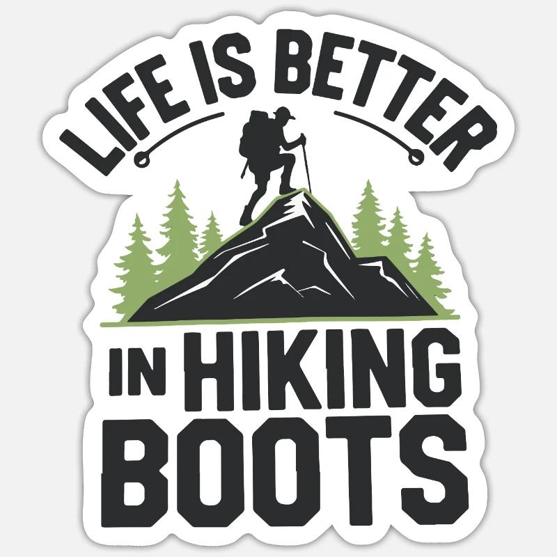 Das Leben ist besser in Wanderschuhen - Sticker Größe S (10 x 10 cm) - Mattweiß