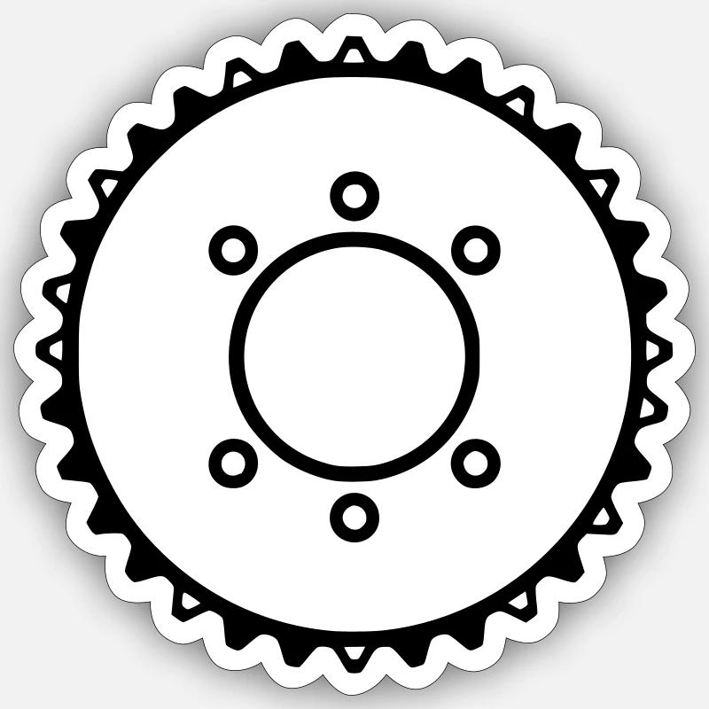 Kettenblatt Ritzel Antrieb - Sticker Größe S (10 x 10 cm) - Mattweiß