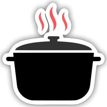 Kochtopf Dampf Kochen - Sticker Größe S (10 x 10 cm) - Mattweiß - Vorne