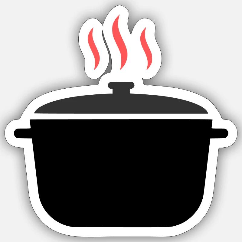 Kochtopf Dampf Kochen - Sticker Größe S (10 x 10 cm) - Mattweiß