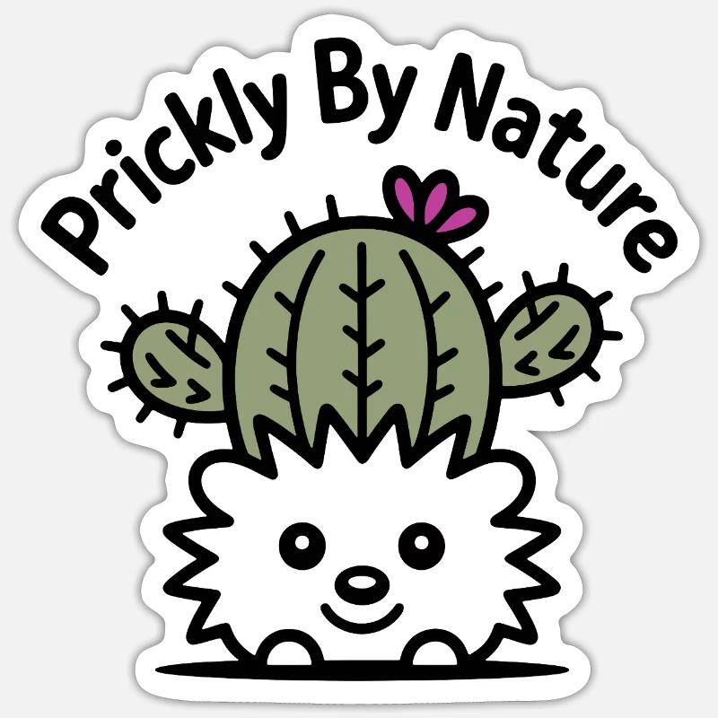 Cactus hérisson avec fleur - Sticker taille S (10 x 10 cm) - blanc mat