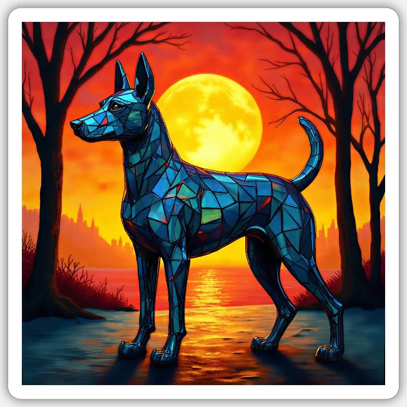 Moonlit Night Polygon Wolf Sticker size S (10 x 10 cm)