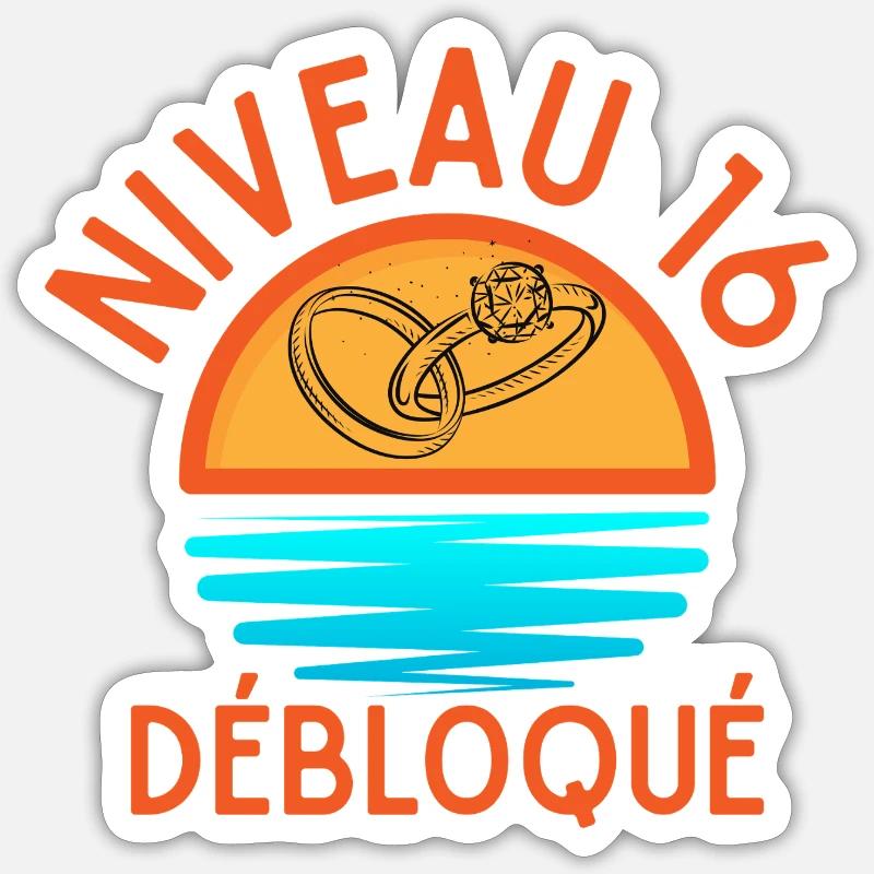 Level 16 Unlocked, a creative and joyful touch Sticker size S (10 x 10 cm)