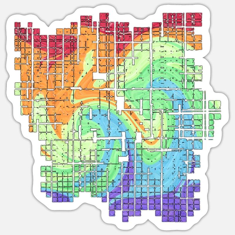 Farbwirbel Rasterkunst - Sticker Größe S (10 x 10 cm) - Mattweiß