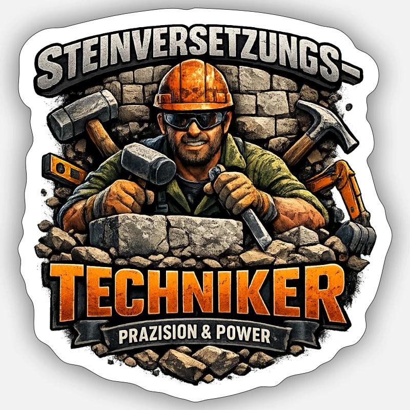 Stone Moving Technician - Sticker size S (10 x 10 cm) - white matte