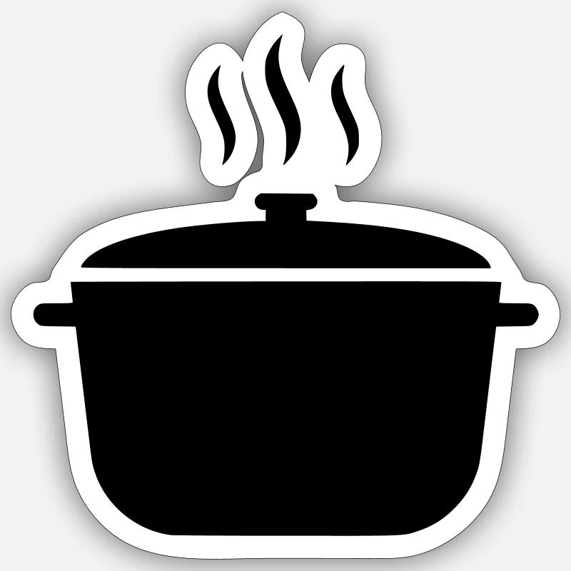 Kochtopf Suppe Dampf Icon - Sticker Größe S (10 x 10 cm) - Mattweiß