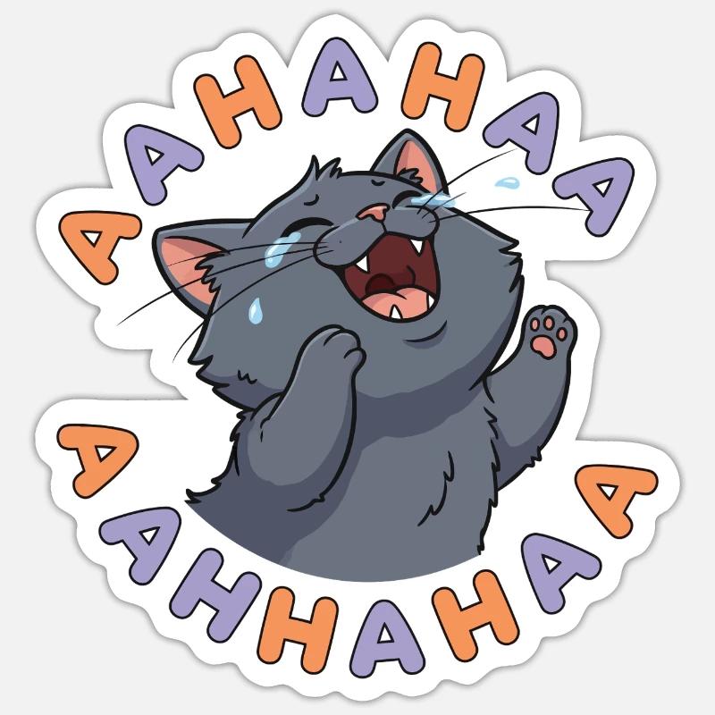 Lachende Katzenexplosion - Sticker Größe S (10 x 10 cm) - Mattweiß