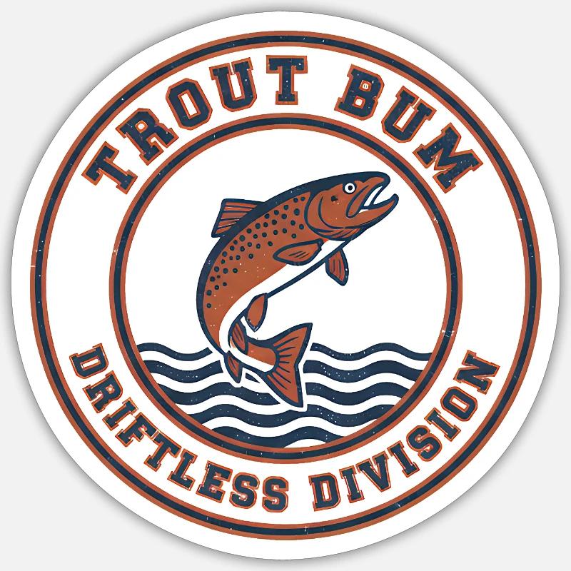 Trout Bum Driftless Division - Sticker taille S (10 x 10 cm) - blanc mat