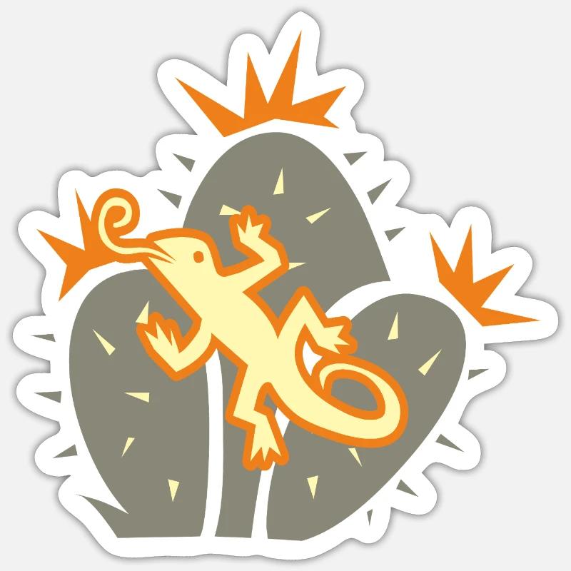 Kaktus_Eidechse - Sticker taille S (10 x 10 cm) - blanc mat