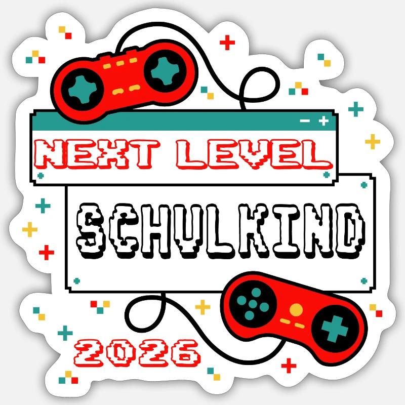 NEXT LEVEL: SCHULKIND 2026 - Gaming Controller - Sticker Größe S (10 x 10 cm) - Mattweiß