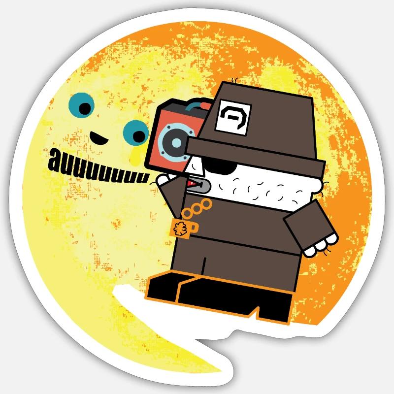 Pixel P.I. Moon Chase - Sticker Größe S (10 x 10 cm) - Mattweiß