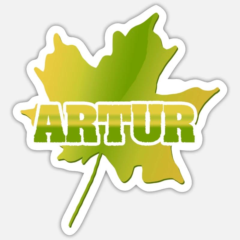Artur feuille d’érable - Sticker taille S (10 x 10 cm) - blanc mat