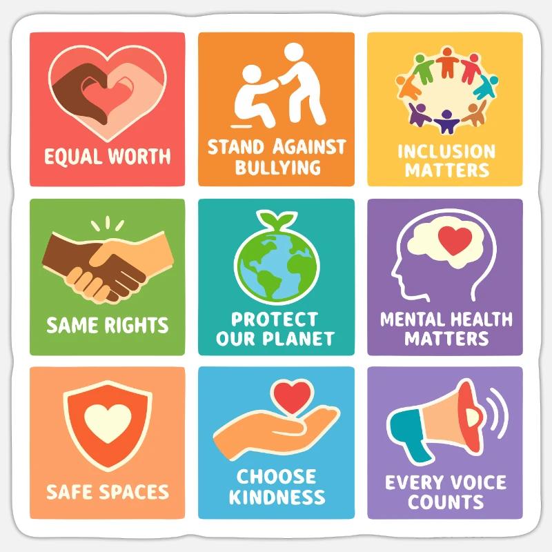 Human Rights Equality Inclusion Statement Sticker size S (10 x 10 cm)