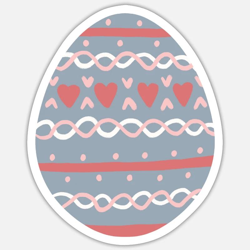 Pastel Hearts Egg Pattern - Sticker size S (10 x 10 cm) - white matte