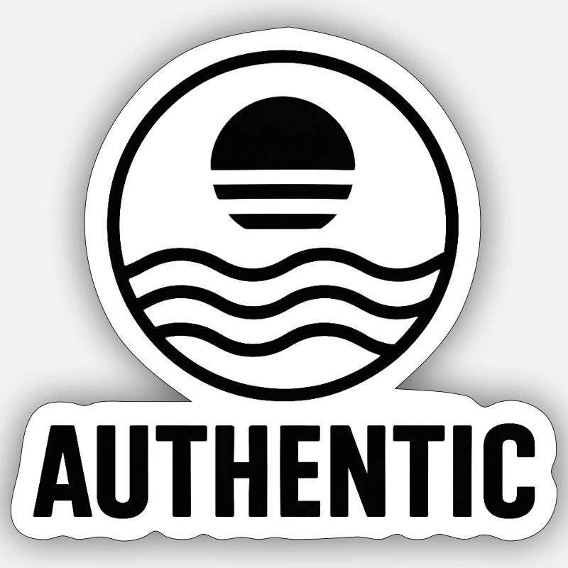 Authentic Sun Circle Wave Logo - Sticker size S (10 x 10 cm) - white matte