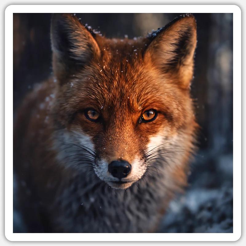 Fox scouting at dusk - Sticker size S (10 x 10 cm) - white matte