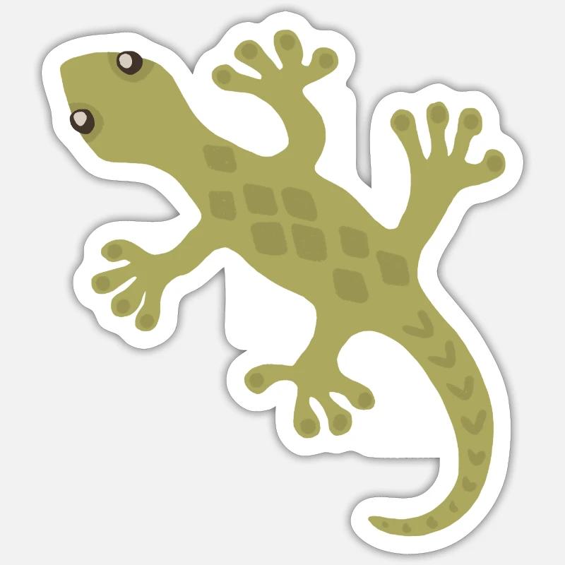 Lime Gecko Silhouette Pattern - Sticker size S (10 x 10 cm) - white matte