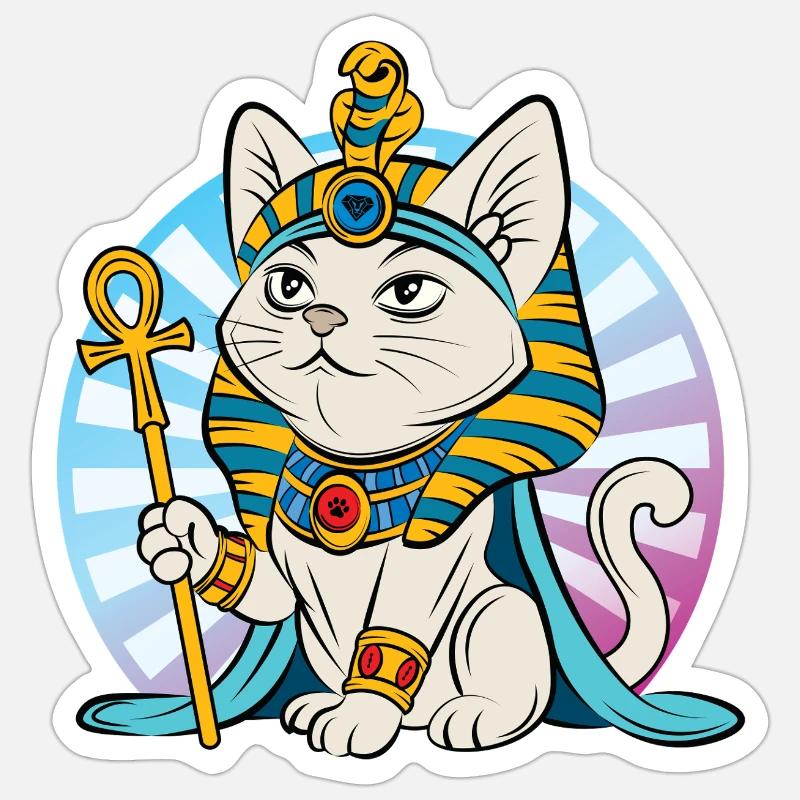Chat pharaon égyptien - Sticker taille S (10 x 10 cm) - blanc mat