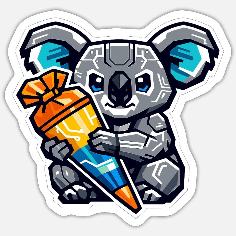 Endlich Schulkind Koala Schultüte Einschulung - Sticker Größe S (10 x 10 cm) - Mattweiß
