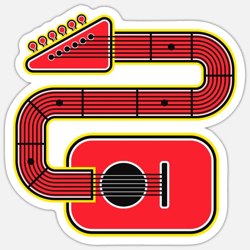 Rote Abstract Shape Gitarre - Sticker Größe S (10 x 10 cm) - Mattweiß