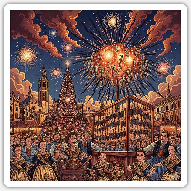 Valencia Fallas - Sticker Größe S (10 x 10 cm) - Mattweiß