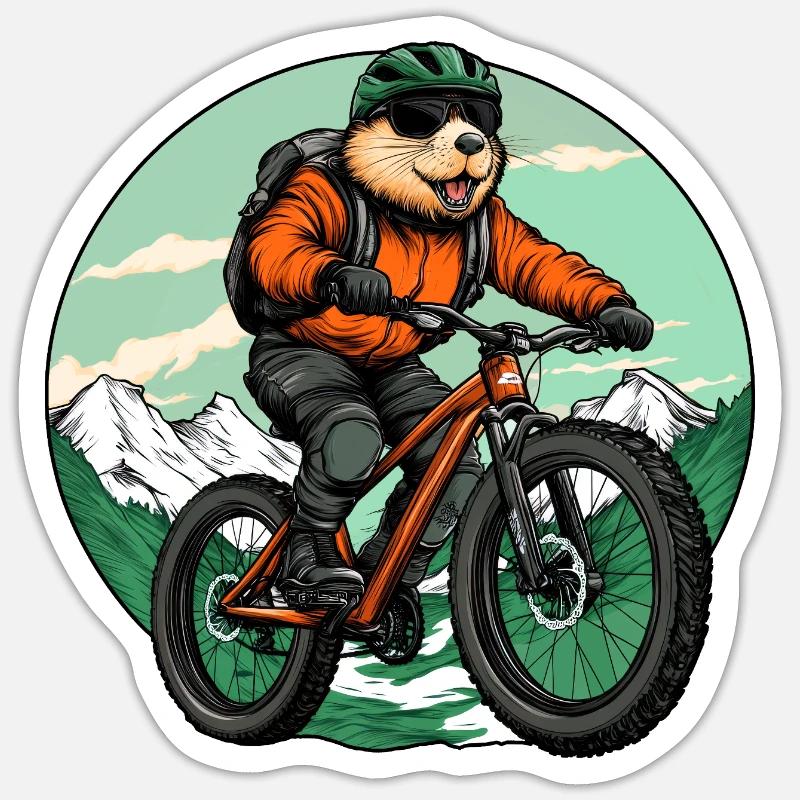 Biker Beaver - Sticker taille S (10 x 10 cm) - blanc mat