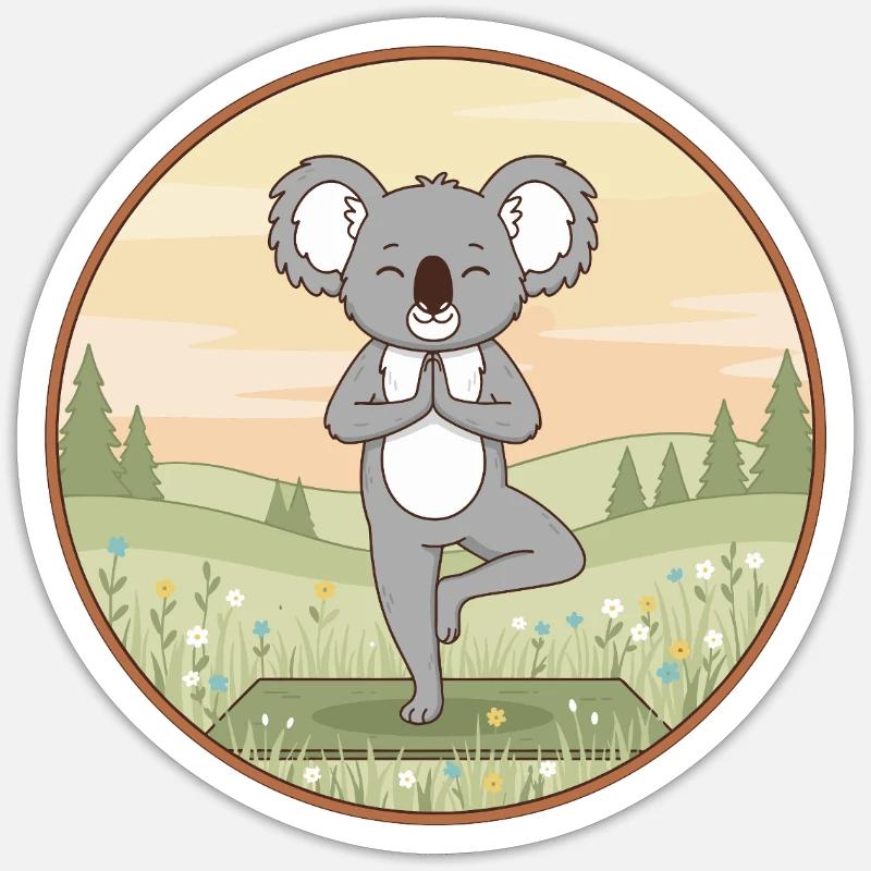 Yoga Koala Bear Doing Tree Pose Art Sticker size S (10 x 10 cm)