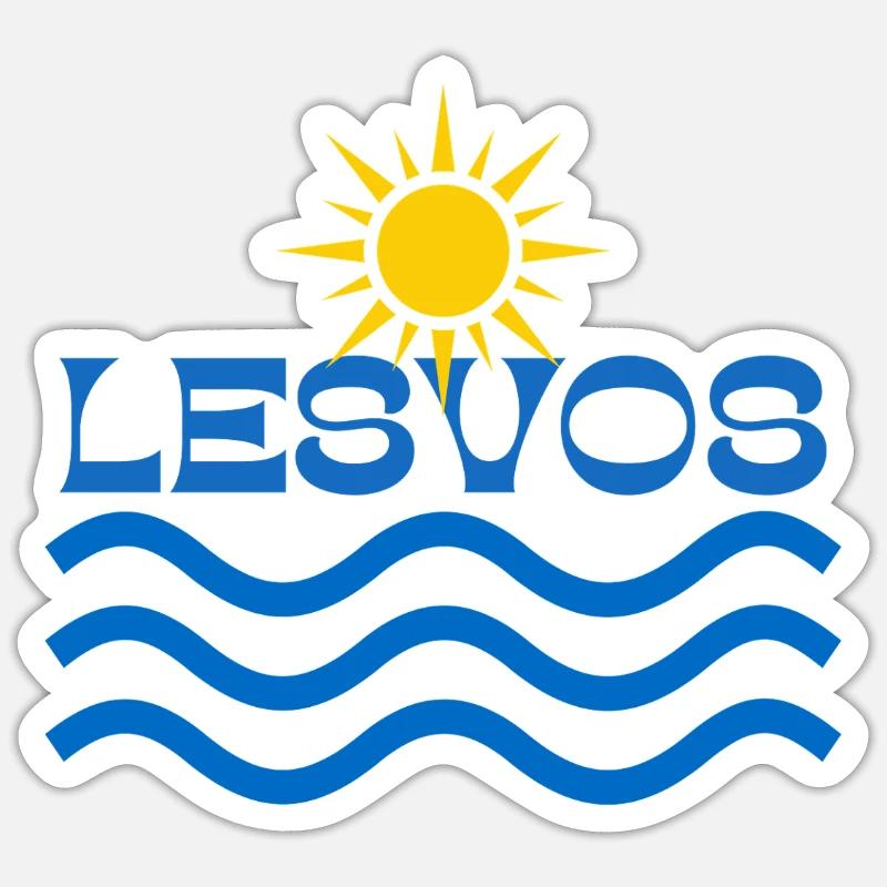Vagues de Soleil de Lesvos - Sticker taille S (10 x 10 cm) - blanc mat