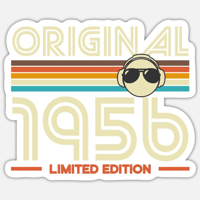 Original 1956 Retro Stripes - Sticker taille S (10 x 10 cm) - blanc mat