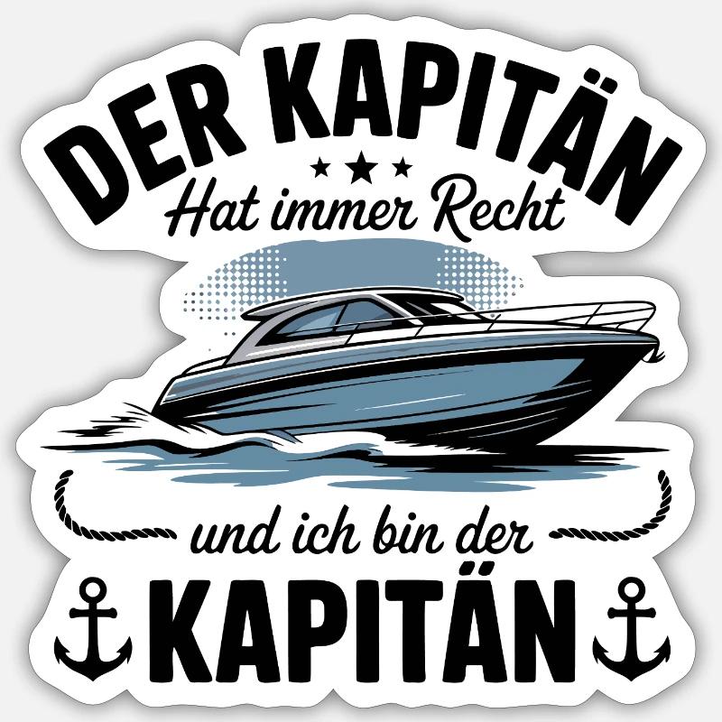 Capitaine de bateau, permis de bateau - Sticker taille S (10 x 10 cm) - blanc mat