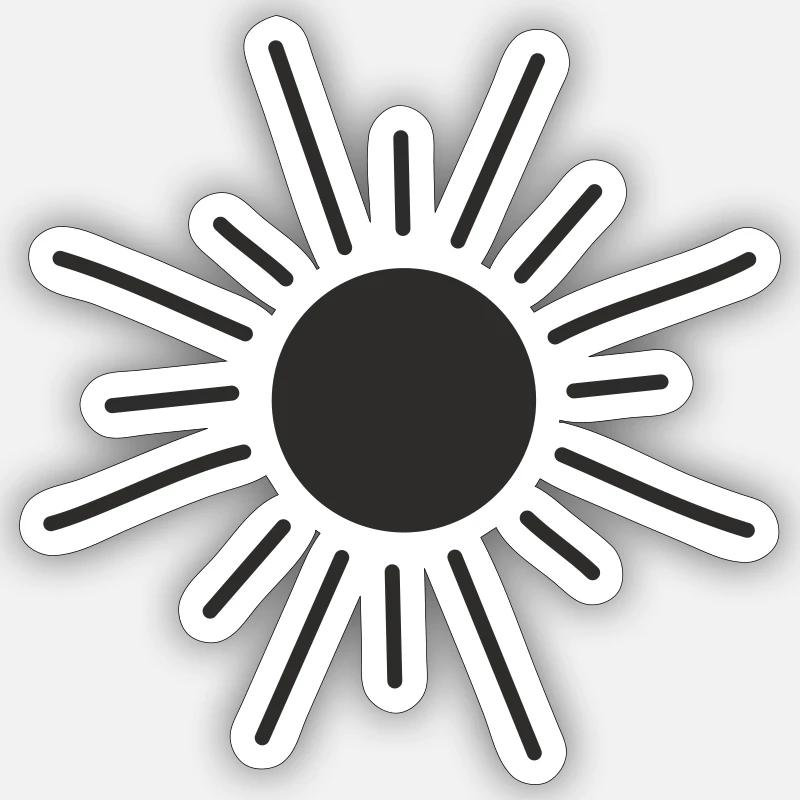 Soleil tiré joyeusement - Sticker taille S (10 x 10 cm) - blanc mat