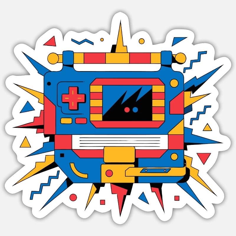 Retro neon console - Sticker size S (10 x 10 cm) - white matte